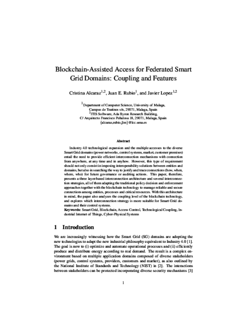 Blockchain-Assisted Access for Federated Smart Grid Domains: Coupling and Features