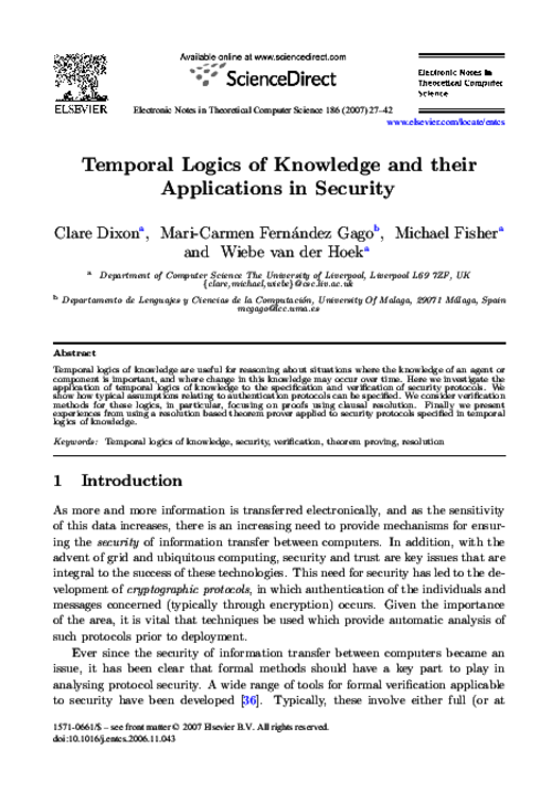Temporal Logics of Knowledge and their Applications in Security