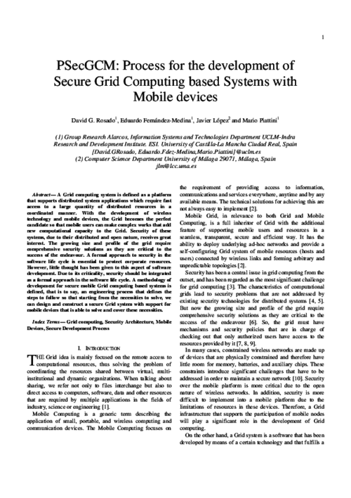 PSecGCM: Process for the development of Secure Grid Computing based Systems with Mobile devices