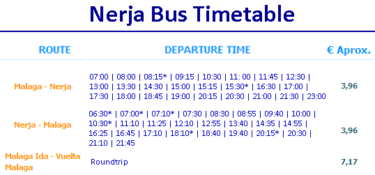 BUS TIMETABLE