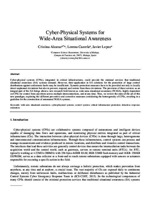 Cyber-Physical Systems for Wide-Area Situational Awareness