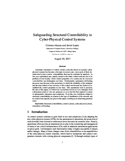 Safeguarding Structural Controllability in Cyber-Physical Control Systems