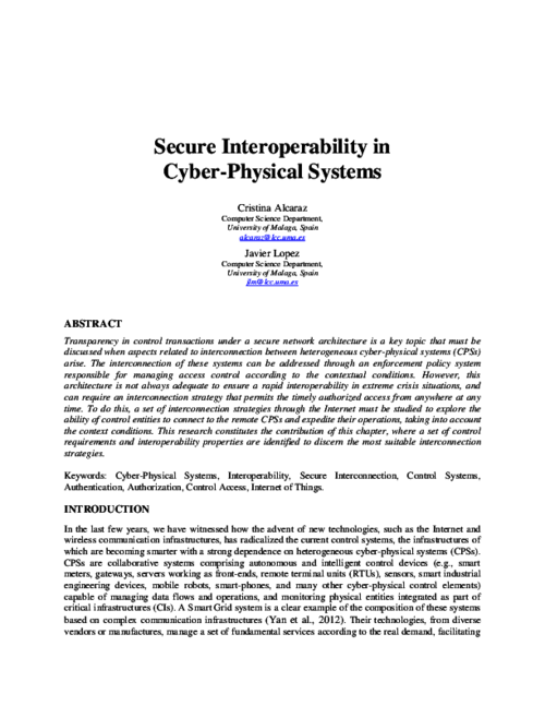 Secure Interoperability in Cyber-Physical Systems