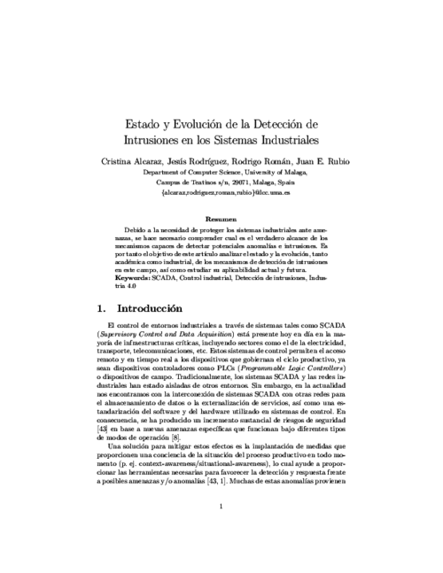 Estado y Evolución de la Detección de Intrusiones en los Sistemas Industriales