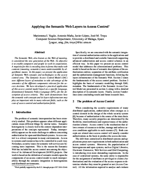 Applying the Semantic Web Layers to Access Control