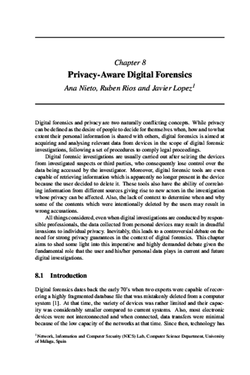 Privacy-Aware Digital Forensics