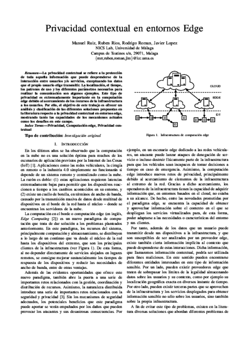 Privacidad Contextual en entornos Edge