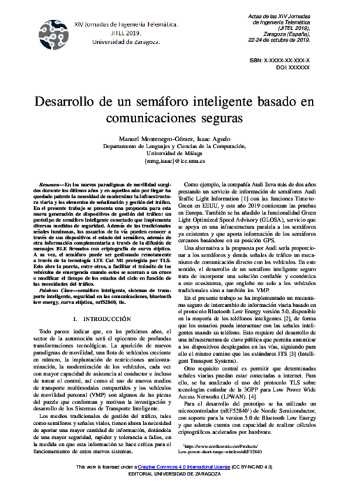 Desarrollo de un semáforo inteligente basado en comunicaciones seguras