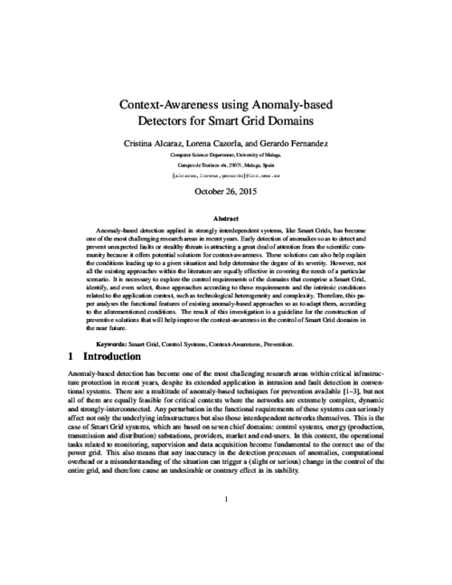 Context-Awareness using Anomaly-based Detectors for Smart Grid Domains