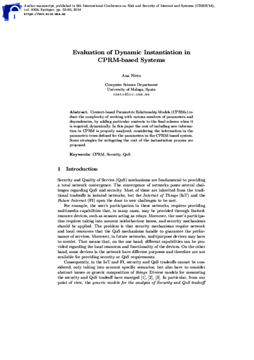 Evaluation of Dynamic Instantiation in CPRM-based Systems