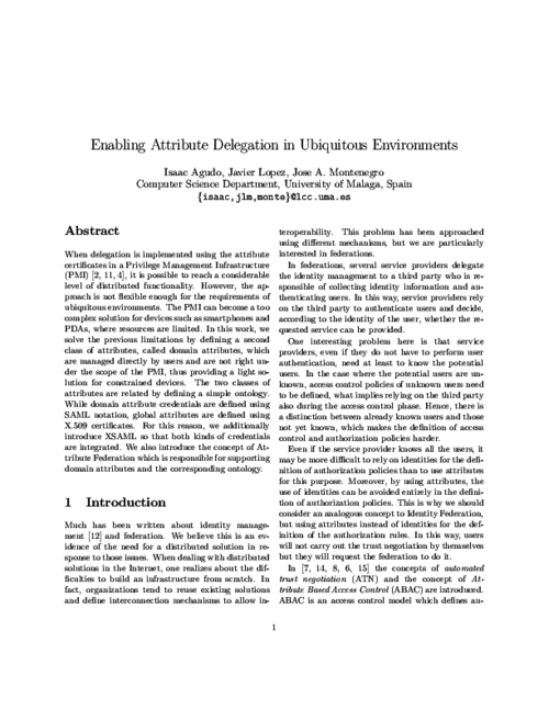 Enabling Attribute Delegation in Ubiquitous Environments