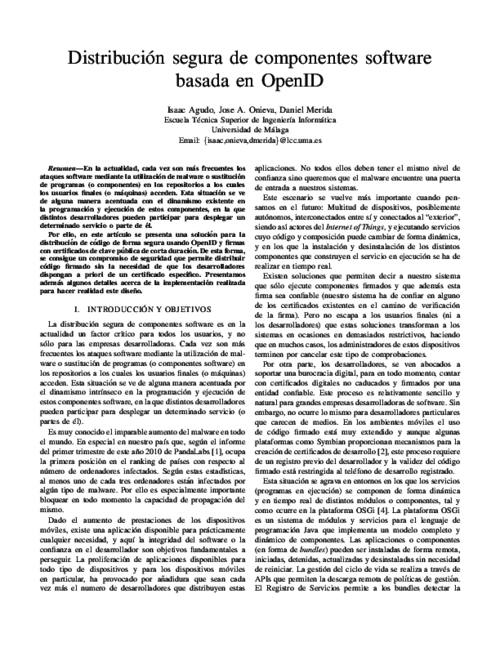 Distribución segura de componentes software basada en OpenID