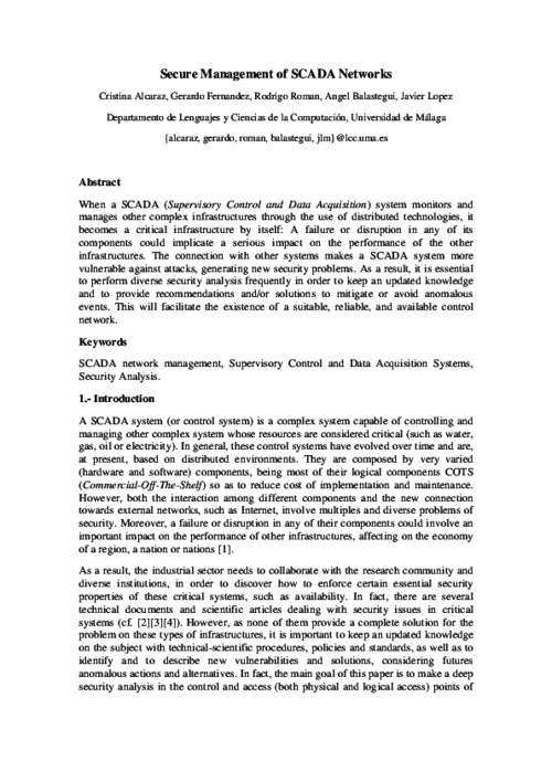 Secure Management of SCADA Networks