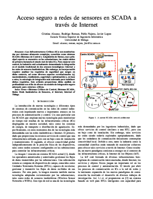 Acceso seguro a redes de sensores en SCADA a través de Internet