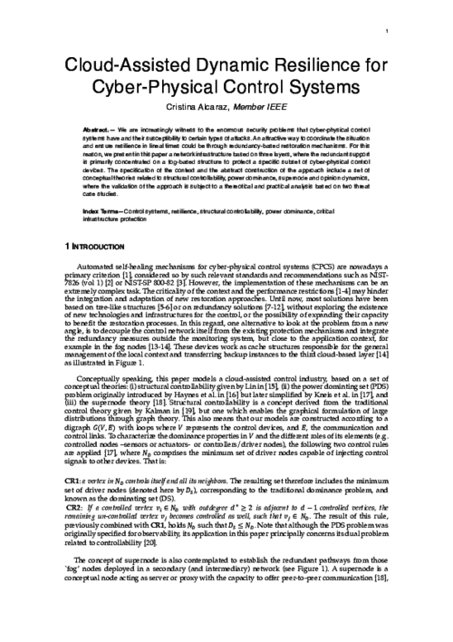 Cloud-Assisted Dynamic Resilience for Cyber-Physical Control Systems