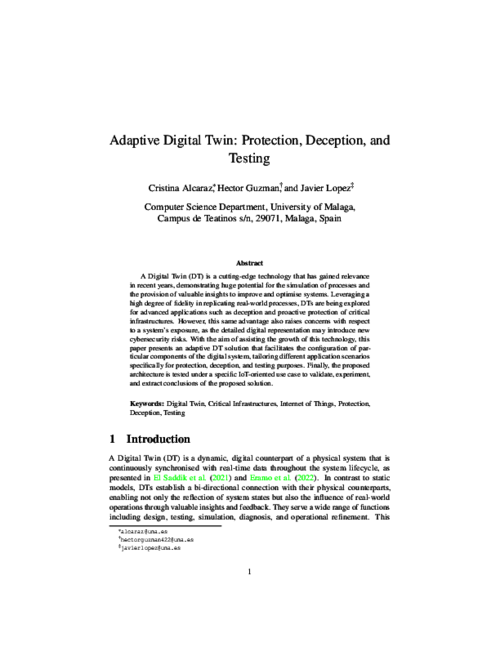 Adaptive Digital Twin: Protection, deception, and testing