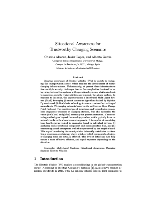 Situational awareness for trustworthy charging scenarios