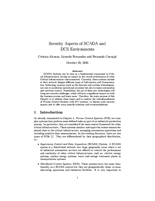 Security Aspects of SCADA and DCS Environments