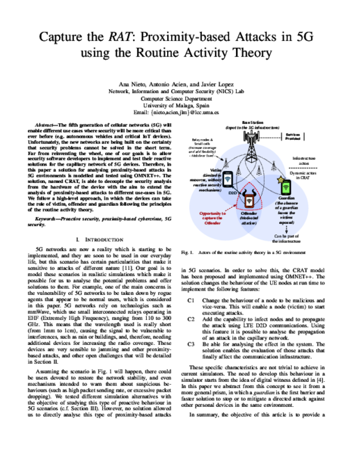 Capture the RAT: Proximity-based Attacks in 5G using the Routine Activity Theory
