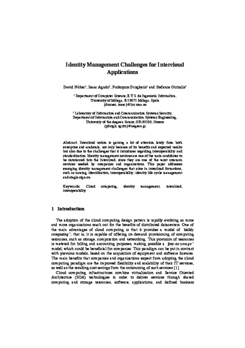 Identity Management Challenges for Intercloud Applications