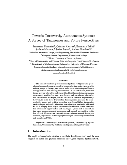Towards Trustworthy Autonomous Systems: Taxonomies and Future Perspectives