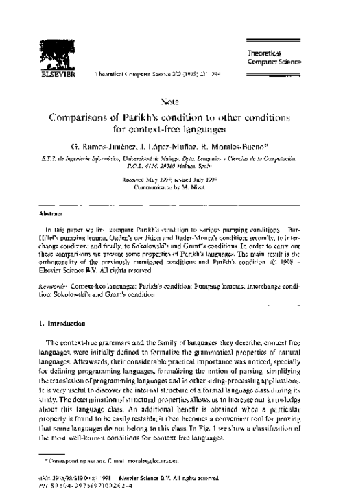 Comparisons of Parikh’s conditions to other conditions for context-free languages