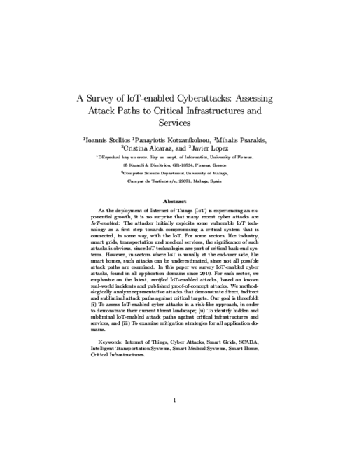 Survey of IoT-enabled Cyberattacks: Assessing Attack Paths to Critical Infrastructures and Services