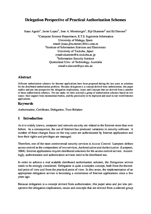 Delegation Perspective of Practical Authorization Schemes