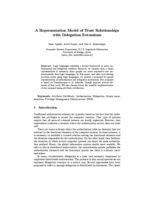 A Representation Model of Trust Relationships with Delegation Extensions