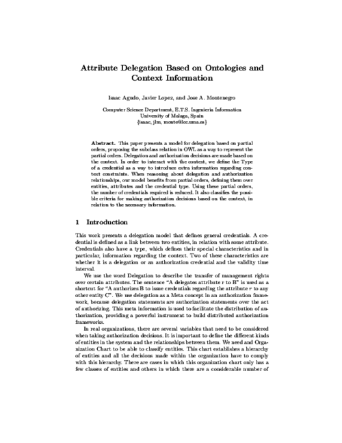 Attributes Delegation Based on Ontologies and Context Information