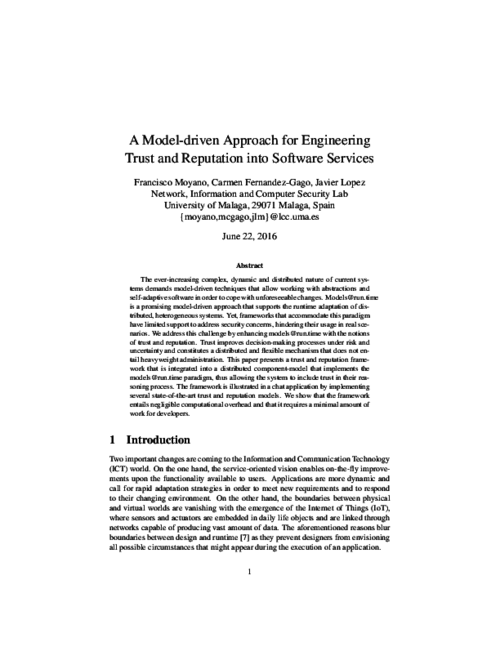 A Model-driven Approach for Engineering Trust and Reputation into Software Services