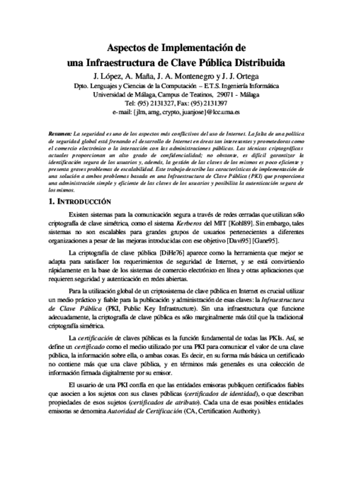 Aspectos de Implementación de una Infraestructura de Clave Pública Distribuida