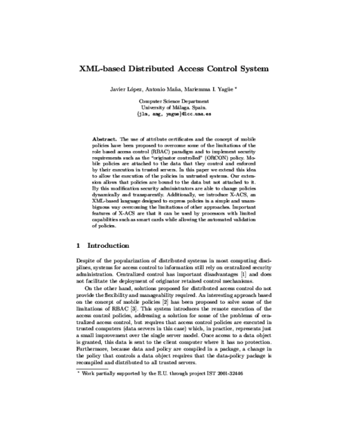 XML-Based Distributed Access Control System