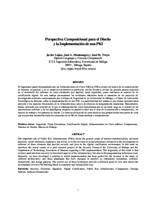 Perspectiva Composicional para el Diseño y la Implementación de una PKI