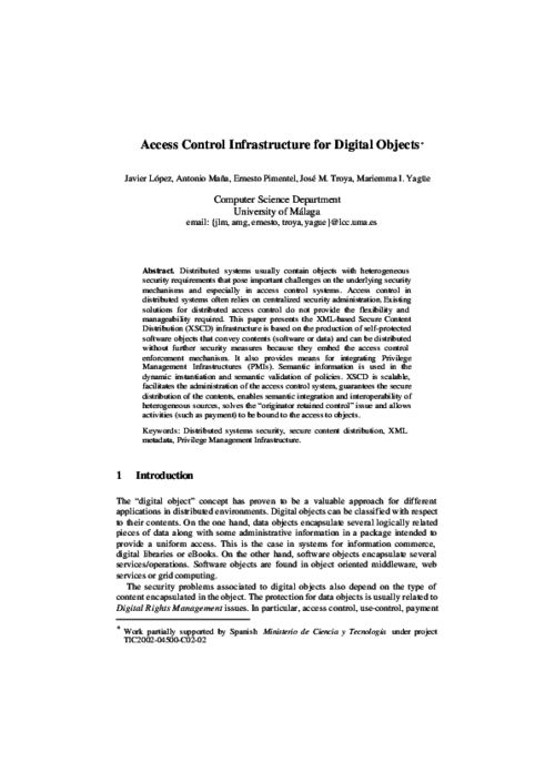 Access Control Infrastructure for Digital Objects