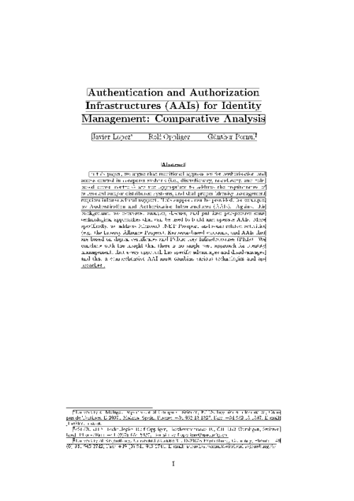 Authentication and Authorization Infrastructures (AAIs): A Comparative Survey