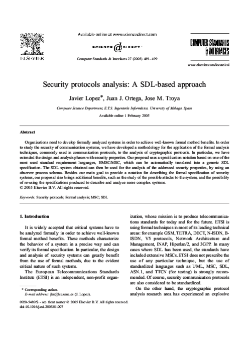 Security Protocols Analysis: A SDL-based Approach