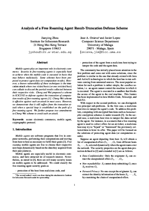 Analysis of a Free Roaming Agent Result-Truncation Defense Scheme