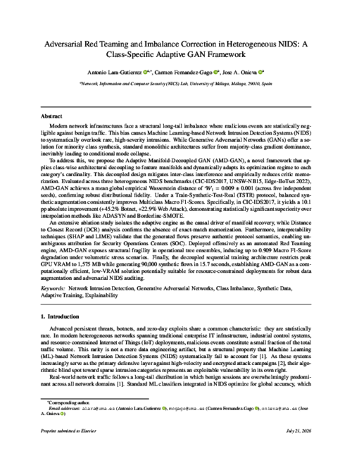 Adversarial red teaming and imbalance correction in heterogeneous NIDS: A class-specific adaptive GAN framework