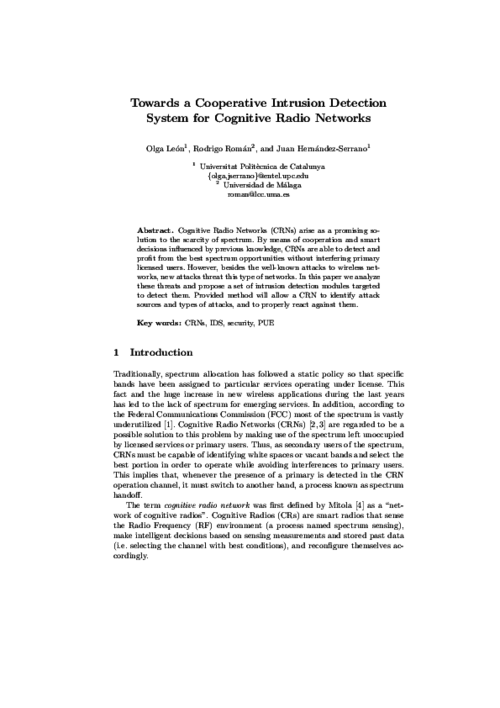 Towards a Cooperative Intrusion Detection System for Cognitive Radio Networks