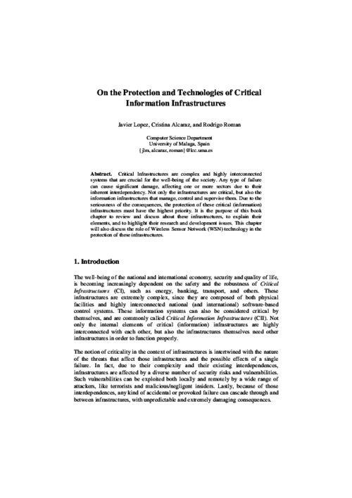On the Protection and Technologies of Critical Information Infrastructures.