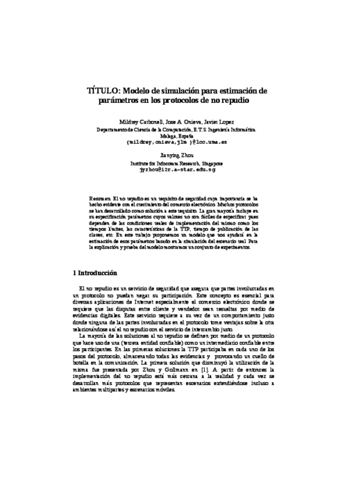 Modelo de Simulacion para la Estimacion de Parametros en los protocolos de no Repudio