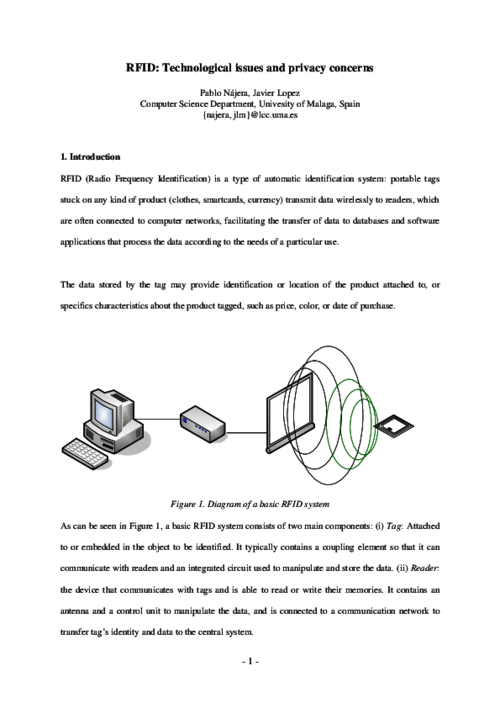 RFID: Technological Issues and Privacy Concerns