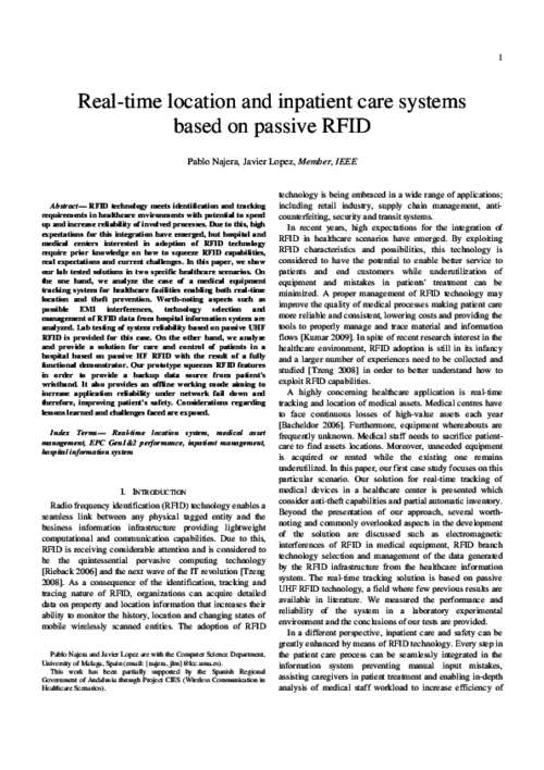 Real-time Location and Inpatient Care Systems Based on Passive RFID