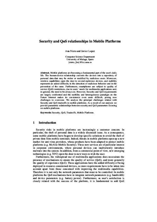 Security and QoS relationships in Mobile Platforms