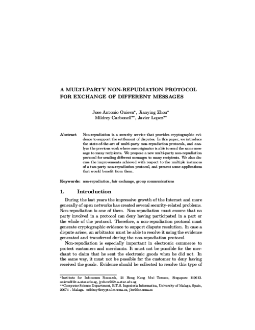 A Multi-Party Non-Repudiation Protocol for Exchange of Different Messages