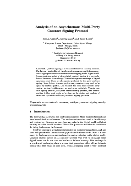 Attacking an asynchronous multi-party contract signing protocol