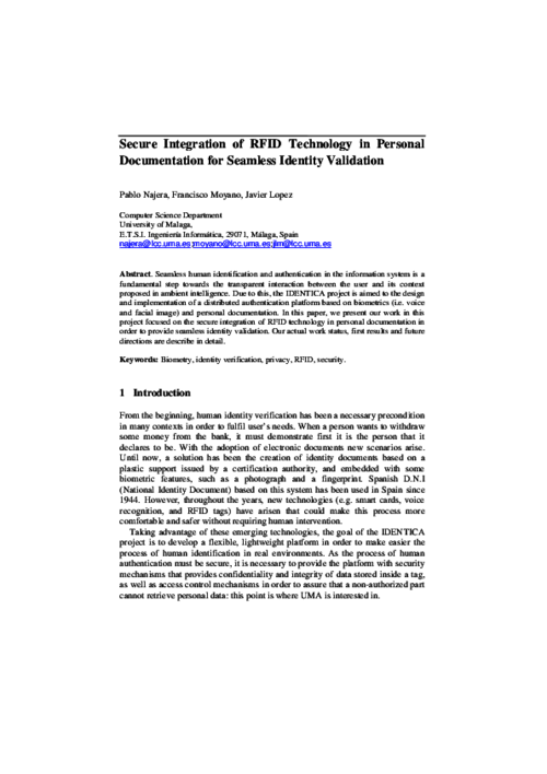 Secure Integration of RFID Technology in Personal Documentation for Seamless Identity Validation