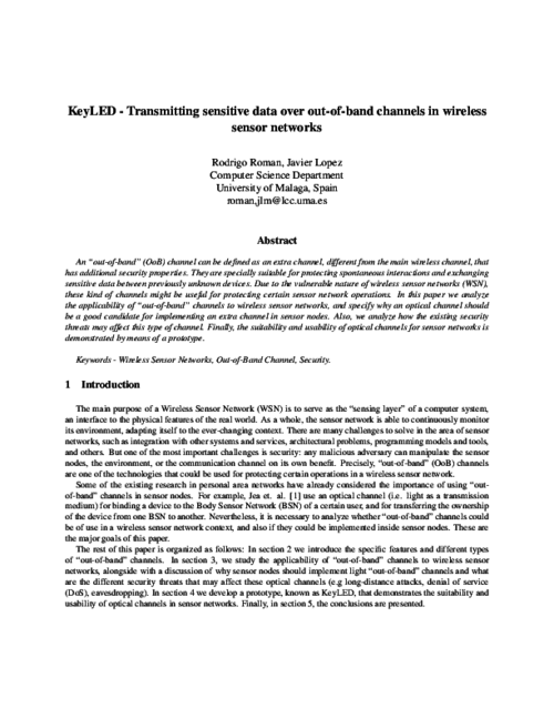 KeyLED - Transmitting Sensitive Data over out-of-band Channels in Wireless Sensor Networks