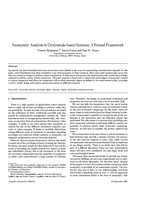 Anonymity Analysis in Credentials-based Systems: A Formal Framework